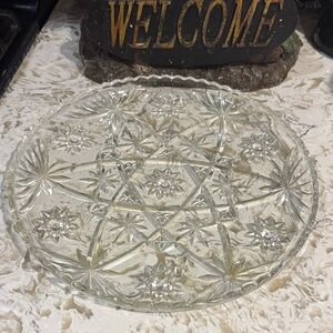 Elegant Clear Glass Serving Platter 13.5R by 1’T